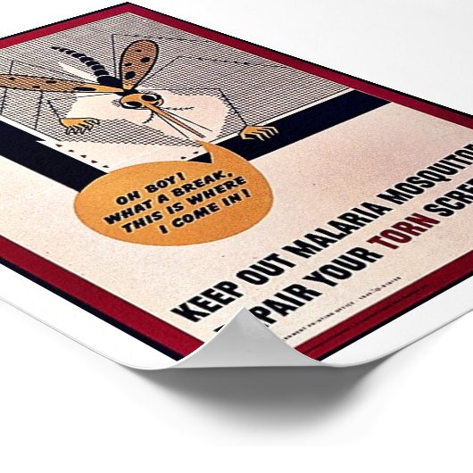 マラリア保の蚊が引き裂いた傷を直す ポスター (角)