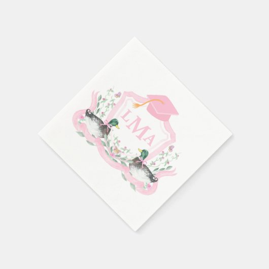 マラルダックモノグラム卒業クレスト スタンダードカクテルナプキン (角)