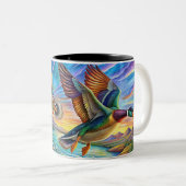 マラルダック飛んでいるスツートーンコーヒーマグ ツートーンマグカップ (正面右)