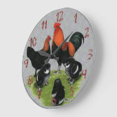 マランズブラック銅鶏ファミリー ラージ壁時計 (傾斜)