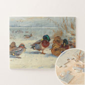 マラードとティール(緑がかった色)の雪の中で、鳥 ジグソーパズル