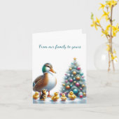 マラードアヒル家族クリスマス折り畳みグリーティングカード カード (黄色い花)