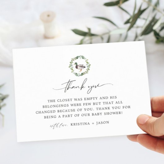 マラードアヒル小さなアヒル赤ちゃんシャワー サンキューカード