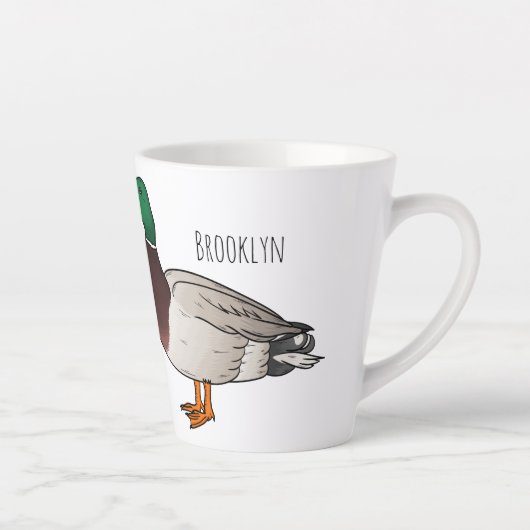 マラードアヒル漫画イラストレーション カフェラテマグ (右)