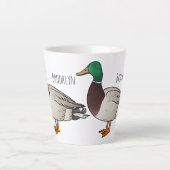 マラードアヒル漫画イラストレーション カフェラテマグ (正面)