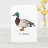 マラードアヒル漫画イラストレーション カード (黄色い花)