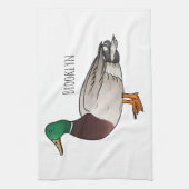 マラードアヒル漫画イラストレーション キッチンタオル (縦)