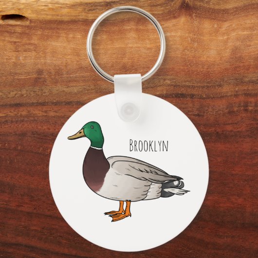 マラードアヒル漫画イラストレーション キーホルダー (正面)