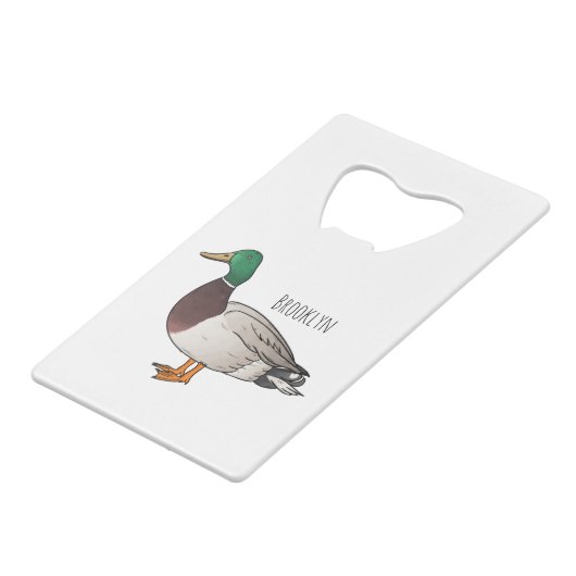 マラードアヒル漫画イラストレーション クレジットカード栓抜き (正面アングル)