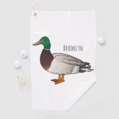 マラードアヒル漫画イラストレーション ゴルフタオル (インサイチュ)