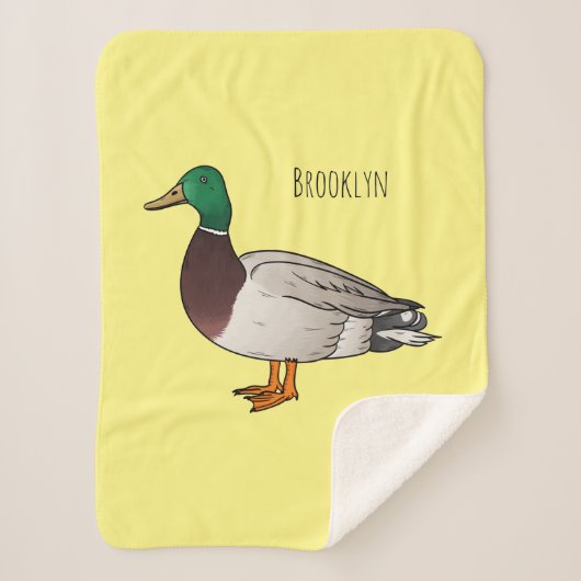 マラードアヒル漫画イラストレーション シェルパブランケット (正面)