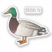 マラードアヒル漫画イラストレーション シール (正面)