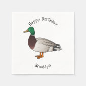 マラードアヒル漫画イラストレーション スタンダードカクテルナプキン (正面)