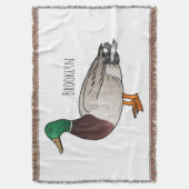 マラードアヒル漫画イラストレーション スローブランケット (正面縦)