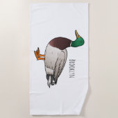 マラードアヒル漫画イラストレーション ビーチタオル (正面)
