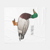 マラードアヒル漫画イラストレーション フリースブランケット (正面(横))