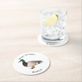 マラードアヒル漫画イラストレーション ラウンドペーパーコースター (インサイチュ)