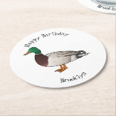 マラードアヒル漫画イラストレーション ラウンドペーパーコースター (アングル)