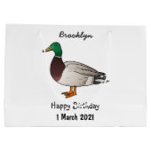 マラードアヒル漫画イラストレーション ラージペーパーバッグ (裏面)