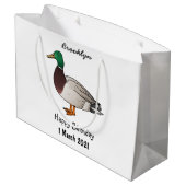 マラードアヒル漫画イラストレーション ラージペーパーバッグ (裏面アングル)