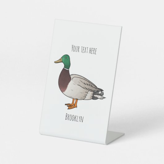 マラードアヒル漫画イラストレーション 台座サイン (正面)