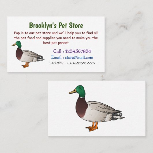 マラードアヒル漫画イラストレーション 名刺 (正面/裏面)