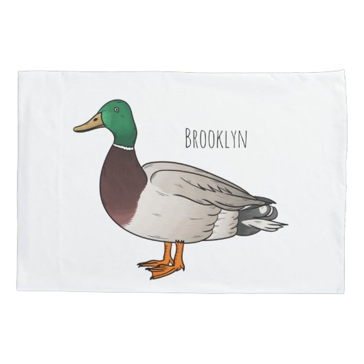 マラードアヒル漫画イラストレーション 枕カバー (裏面)