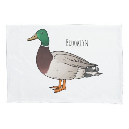 マラードアヒル漫画イラストレーション 枕カバー (正面)