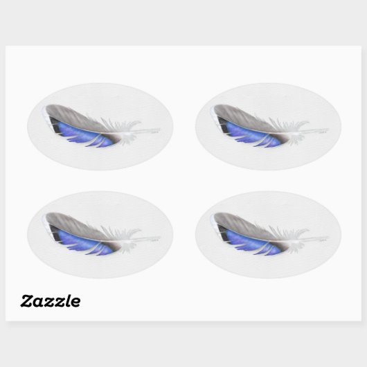 マラードアヒル羽毛水色 楕円形シール (シート)