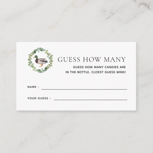 マラードアヒル赤ちゃんシャワーいくつゲームを推測 エンクロージャーカード (正面)