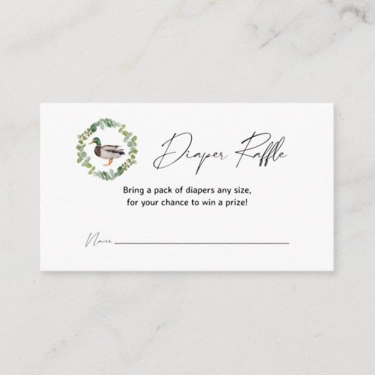 マラードアヒル赤ちゃんシャワーおむつラッフルカード エンクロージャーカード (正面)
