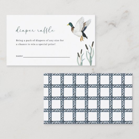 マラードアヒル赤ちゃんシャワーおむつラッフルカード 名刺 (正面/裏面)