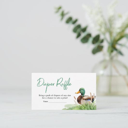 マラードアヒル赤ちゃんシャワーおむつラッフル エンクロージャーカード (スタンド正面)