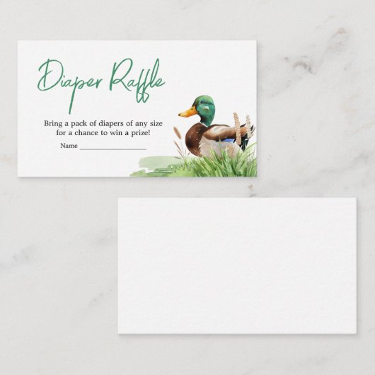 マラードアヒル赤ちゃんシャワーおむつラッフル エンクロージャーカード (正面/裏面)