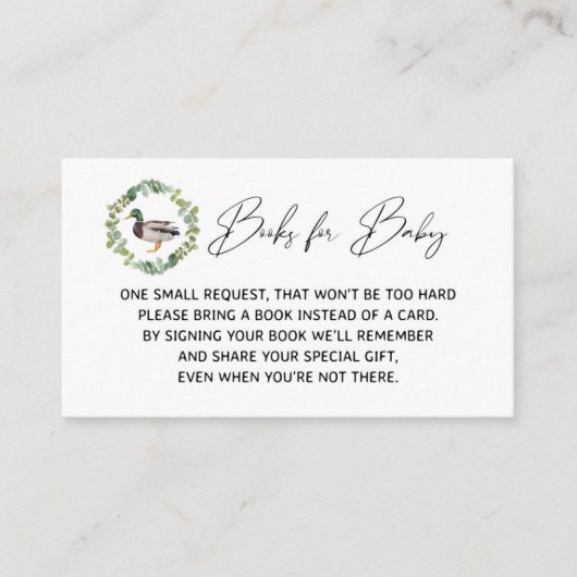 マラードアヒル赤ちゃんシャワーブックベビーカード エンクロージャーカード (正面)