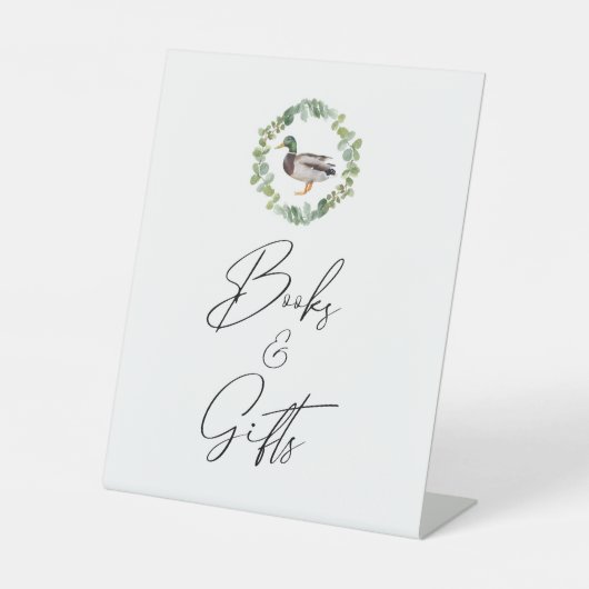 マラードアヒル赤ちゃんシャワー本とギフトサイン 台座サイン (正面)