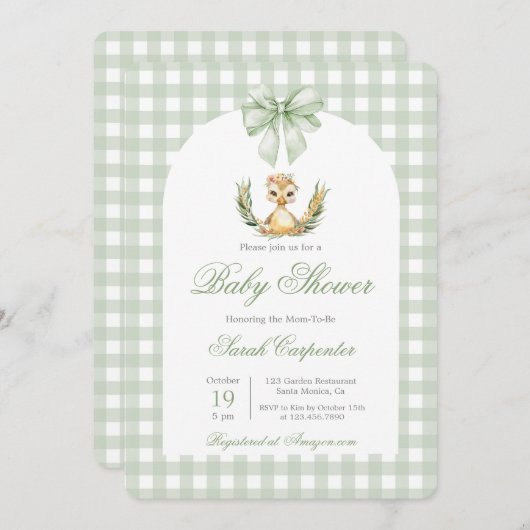 マラードアヒル赤ちゃんシャワー赤ちゃんシャワー 招待状 (正面/裏面)