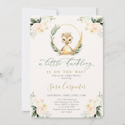 マラードアヒル赤ちゃんシャワー 招待状 (正面)