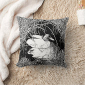 マラードアヒル黒白フォトレイクアニマル クッション (ブランケット)