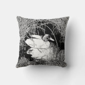 マラードアヒル黒白フォトレイクアニマル クッション (裏面)