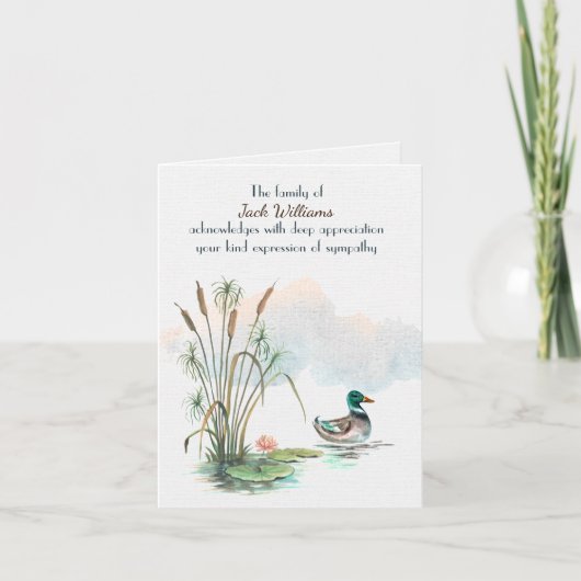 マラードアヒルinカタテール悔やみや弔慰サンキューユー カード (正面)