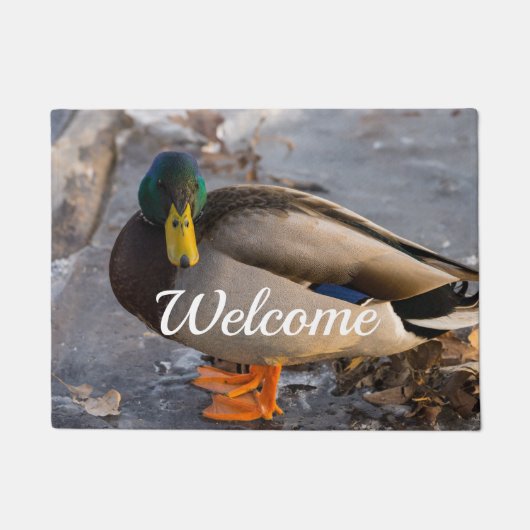 マラードオンアイスウェルカムドアマット ドアマット (正面)