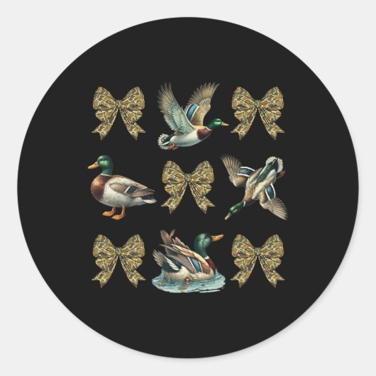 マラードダックカモフラージュ迷彩柄ボウダック狩りガール ラウンドシール (正面)