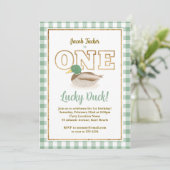 マラードダックグリーンプレイド狩り少年1歳の誕生日 招待状 (スタンド正面)