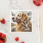 マラードダックス付きゴールデンレトリバー スタンダードカクテルナプキン (インサイチュ)