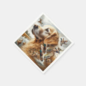 マラードダックス付きゴールデンレトリバー スタンダードカクテルナプキン (角)