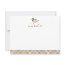 マラードダックブラウン名門私立校風のプレイド男の赤ちゃんノートカード