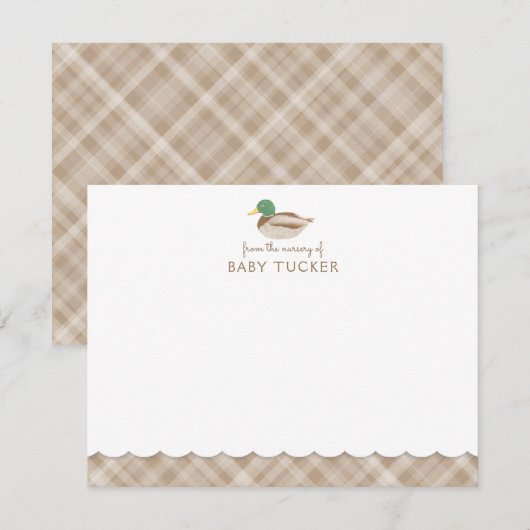 マラードダックブラウン名門私立校風のプレイド男の赤ちゃんノートカード ノートカード (正面/裏面)