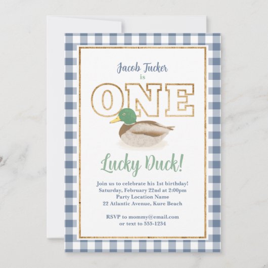 マラードダックブループレイド狩りボーイ1st誕生日 招待状 (正面)