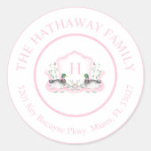 マラードダックモノグラムクレスト差出人住所ラベル ラウンドシール (正面)